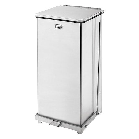 Defender 13 gal Square Step-On Can, Stainless Steel, Foot Pedal, Stainless Steel, 15 in