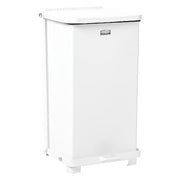 Defender 6-1/2 gal Square Step-On Can, White, Foot Pedal, Steel, 12 in