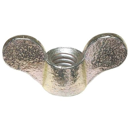 Wing Nut, 1/4"-20, Malleable Iron, Zinc Plated, 0.625 in Ht, 1.12 in Max Wing Span, 10 PK