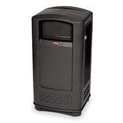 Plaza 35 gal Rectangular Outdoor Can, Black, None, Plastic, 20 5/8 in