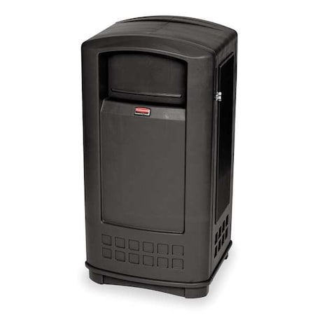 Plaza 35 gal Rectangular Outdoor Can, Black, None, Plastic, 20 5/8 in