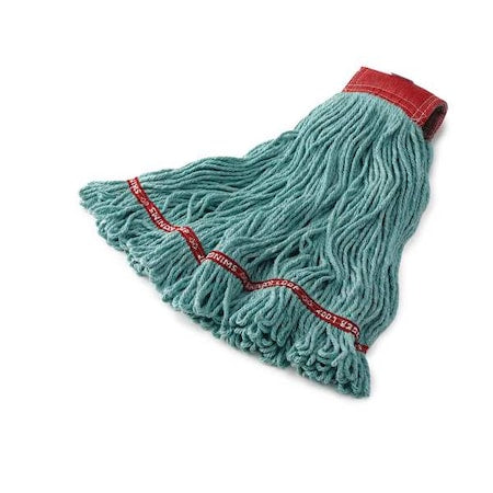 5 in String Wet Mop, 28 oz Dry Wt, Side Gate Connection, Looped-End, Green, Cotton/Rayon/Polyester