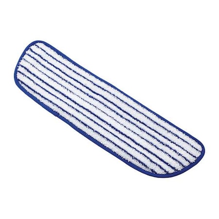 18 in L Flat Mop Pad, 0.25 oz Dry Wt, Hook-and-Loop Connection, White, Microfiber