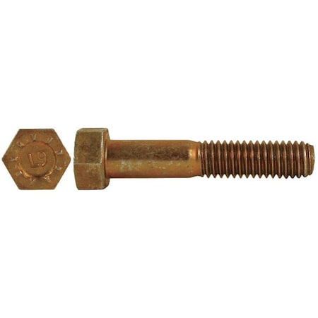 Grade 9, 5/16"-18 Hex Head Cap Screw, Zinc Yellow Steel, 1-1/4 in L, 100 PK