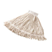 5 in String Wet Mop, 18 oz Dry Wt, Side Gate Connection, Looped-End, White, Cotton/Synthetic
