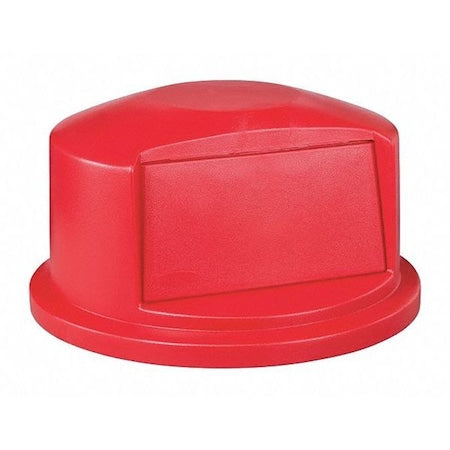 BRUTE(R) 32 gal Trash Can Lid, Dome with Push Door Red, Resin, 1 Openings 22 3/4 in W/Dia