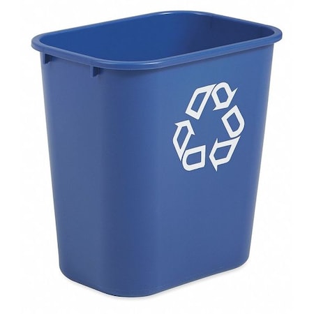 Recycling Wastebasket, Blue, 3 1/4 gal Capacity, 10 1/2 in W, 12 in H, Recycle Symbol