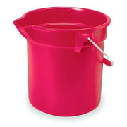 2 1/2 gal Round Bucket, 10-1/4 in H, 10 1/2 in Dia, Red, Plastic