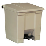 Step-On Containers 8 gal Rectangular Step-On Can, Beige, Foot Pedal, Plastic, 15 3/4 in
