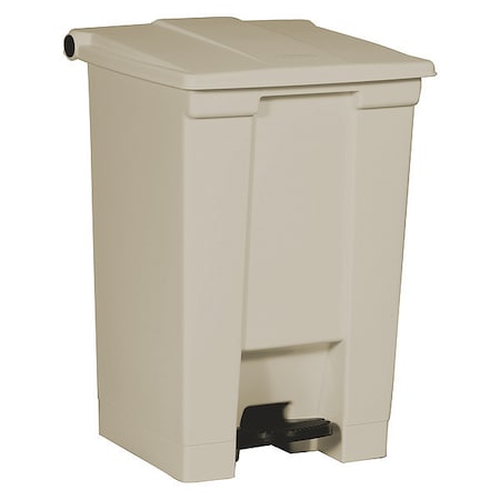 Step-On Containers 12 gal Rectangular Step-On Can, Beige, Foot Pedal, Plastic, 15 3/4 in
