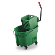 8 3/4 gal WaveBrake Side Press Mop Bucket and Wringer, Green, Polypropylene