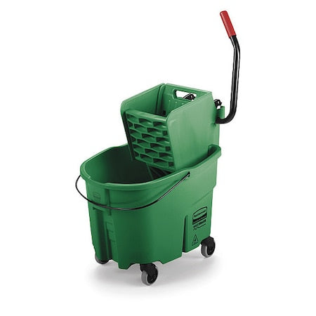 8 3/4 gal WaveBrake Side Press Mop Bucket and Wringer, Green, Polypropylene