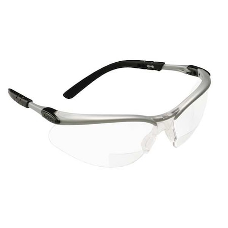 3M(TM) Bx(TM) Reader Safety Glasses, Black/Gray Wraparound Frame, 2.0 Diopter, Clear Lens