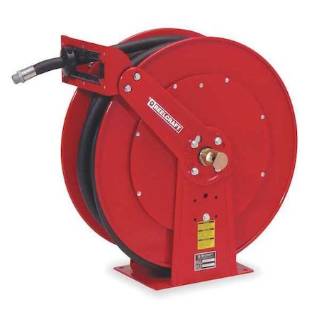 Spring Return Hose Reel, 3/4 in Hose Diameter, 50 ft Length, 50 psi Max. Pressure, Red