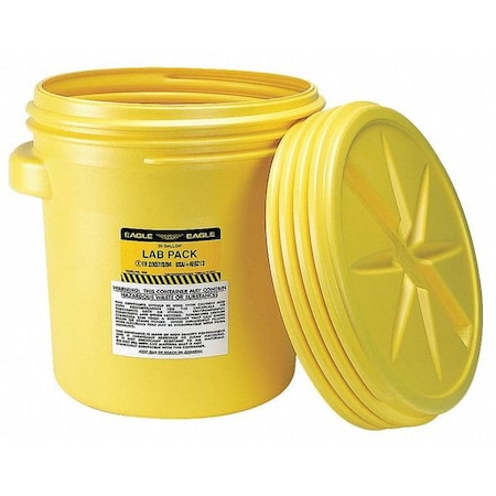 20 gal Open Head Salvage Drum, Polyethylene, Unlined, Yellow
