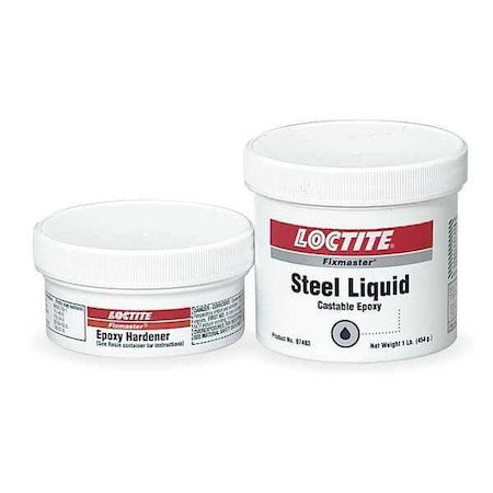 Steel Liquid, 1 lb Container Size, Jar, EA 3472, Gray