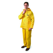 3-Piece Rainsuit with Detachable Hood, PVC, 13.8 mil Thick, Snap-On (Included), Yellow, XL