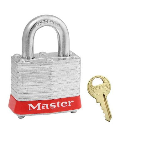 Lockout Padlock, Keyed Different, Steel, Red, 3/4 in Shackle Height, 1 9/16 in Body Width