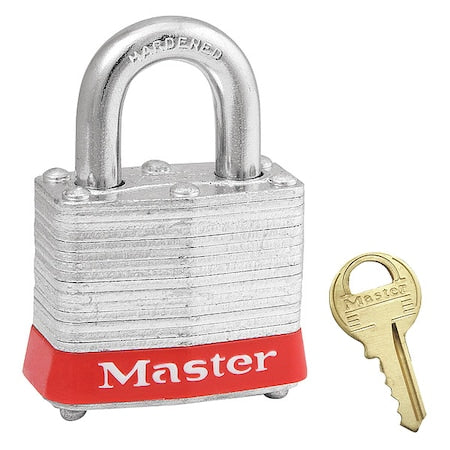 Lockout Padlock, Keyed Alike, Steel, Red, 3/4 in Shackle Height, 1 9/16 in Body Width