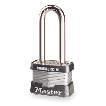 Padlock, Keyed Different, Long Shackle, Rectangular Steel Body, Steel Shackle, 5/8 in W