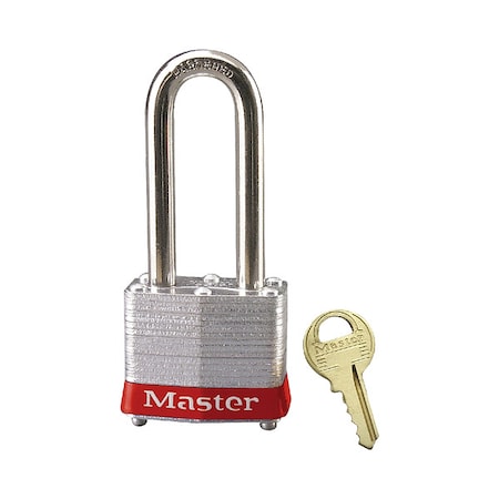 Lockout Padlock, Keyed Different, Steel, Red, 2 in Shackle Height, 1 9/16 in Body Width