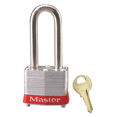 Lockout Padlock, Keyed Alike, Steel, Red, 2 in Shackle Height, 1 9/16 in Body Width, 1 No. of Keys