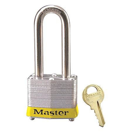 Lockout Padlock, Keyed Different, Steel, Yellow, 2 in Shackle Height, 1 9/16 in Body Width