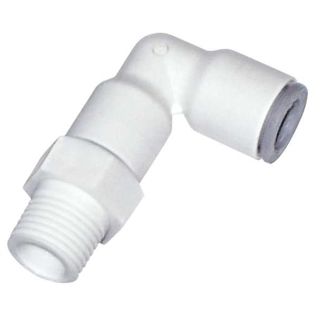 Push-Fit Elbow Fitting, 1/4 in Tube Size, Bio-Based Nylon, White, 10 PK