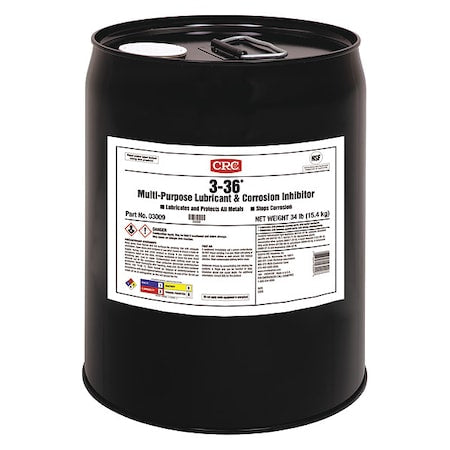 Multi-Purpose Lubricant and Corrosion Inhibitor, 3-36, -50 to 250 Degrees F, 5 Gal Pail