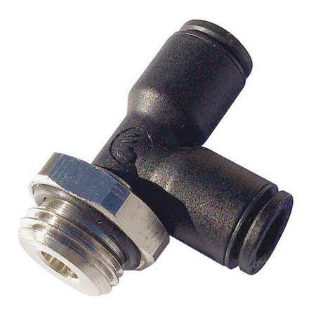 Push-Fit Tee Fitting, 5/32 in or 4mm Tube Size, Fiberglass-Reinforced Nylon, Black, 10 PK