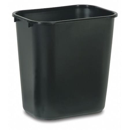 Rectangular Wastebasket, 7 gal, LLDPE, Open Top, Plastic, Black