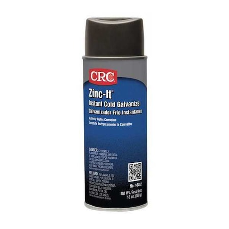 Galvanize Coating, Can, 16 oz, Ext/Int, Galvanizing Compound Spray Primer, Alum/Metallic, Gray