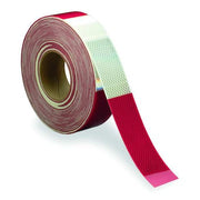 Premium Grade Reflective Tape Reflective Sheeting 6 in Red/6 in White, 2 in W x 50 yd L