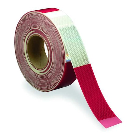 Premium Grade Reflective Tape Reflective Sheeting 6 in Red/6 in White, 2 in W x 50 yd L