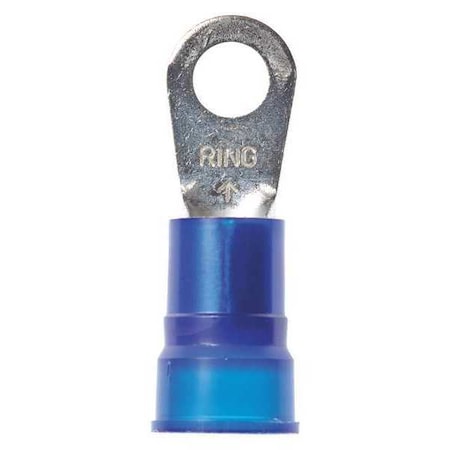 Ring Terminal, 1/4 in Stud Size, 6 AWG, 1,000 V, Nylon Insulated, Blue, Crimp Termination Only