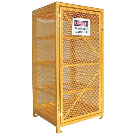 Gas Cylinder Cabinet, 8 Horizontal Cylinders, 65 in H, 31 in W, 30 in Depth, Steel, Yellow