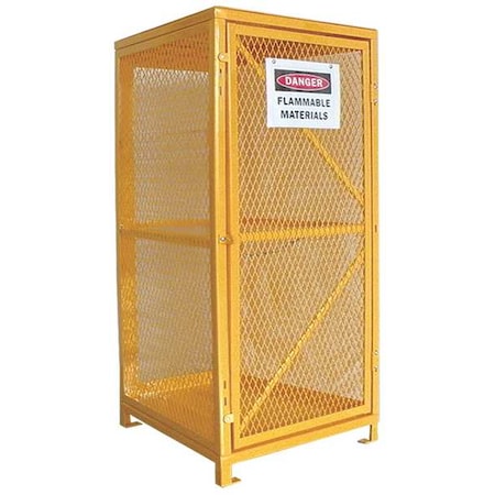 Gas Cylinder Cabinet, 9 Vertical Cylinders, 65 in H, 31 in W, 30 in Depth, Steel, Yellow