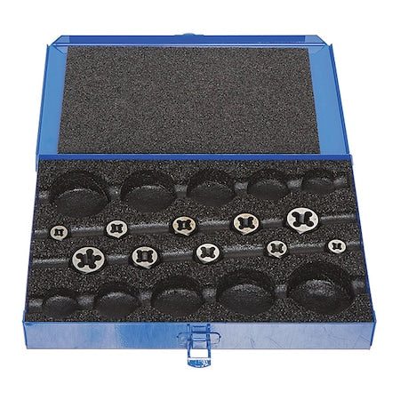10PC 1/4-20 - 1/2-20 UNC & UNF Carbon Hexagon Rethreading Die Set Cle-Line 0650