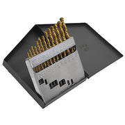 13PC 1/16-1/4x1/64 HSS 135 Degree HD Parabolic Jobber Length Drill Set Cle-Line 1872 TiN RHS/RHC