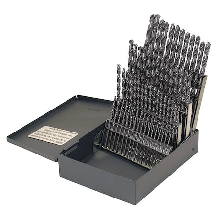 60PC No 1-No 60 HSS 118 Degree General Purpose Jobber Length Drill Set Cle-Line 1898 Bright RHS/RHC