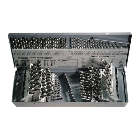 115PC 118 Deg General Purpose Jobber Drill Set CLE 1898 Bright HSS RHS/RHC 1/16-1/2, A-Z, No 1-No 60