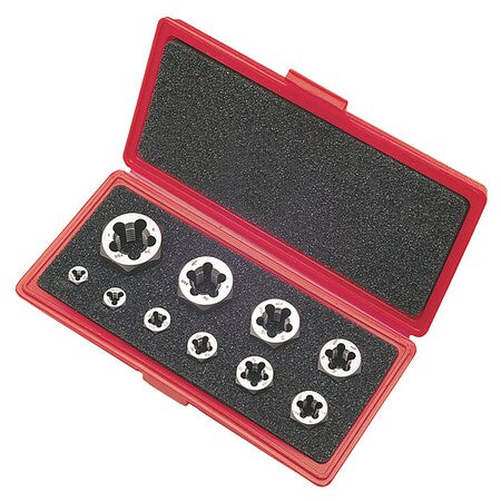 10PC Carbon Hexagon Rethreading Die Set 0650 Cle-Line 1/4-20 To 1-8 UNC