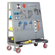 Mobile Pegboard,w/Back Shelves,24 x 60"