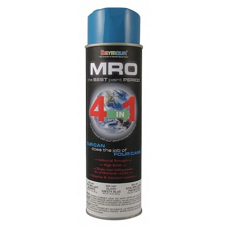 Spray Paint,Safety Blue, Safety Blue, Gloss, Solvent, 16 oz