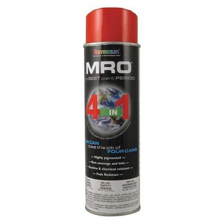 Spray Paint,Safety Orange, Safety Orange, Gloss, Solvent, 16 oz