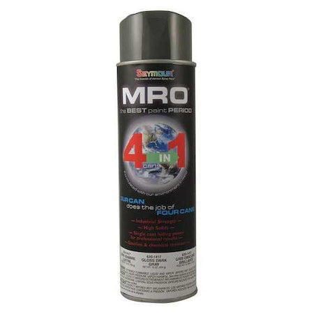Spray Paint,Dk Gray, Dark Gray, Gloss, Solvent, 16 oz