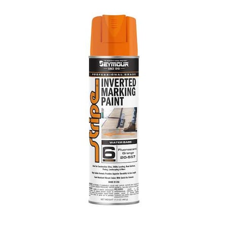 Inverted Marking Paint, 17 oz., Fluorescent Orange, Water -Based