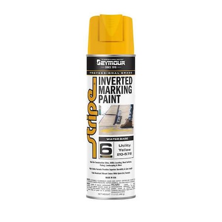 Inverted Marking Paint, 17 oz., Caution Yellow, Water -Based