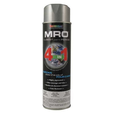 Spray Paint,Stainlss Steel, Stainless Steel, Gloss, Solvent, 16 oz