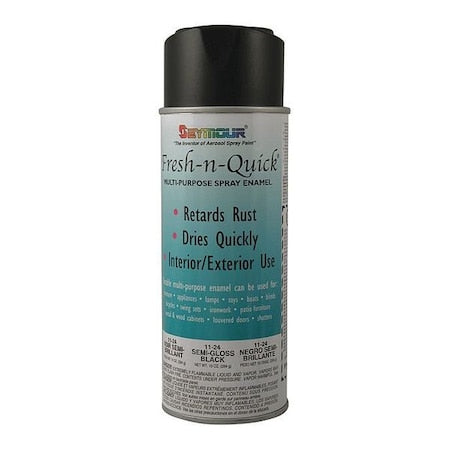 Fresh Quick Paint,Semi-Gl Blk,10oz., Black, Semi-Gloss, Solvent, 10 oz